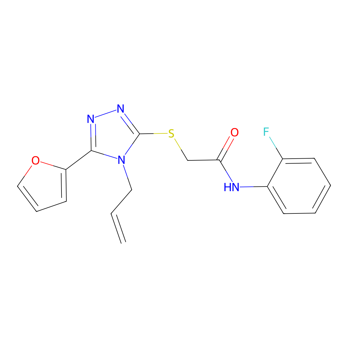 2-((4-Allyl-5-(2-furyl)-4H-1,2,4-triazol-3-YL)thio)-N-(2-fluorophenyl)acetamide molecular structure, CAS 442672-36-8