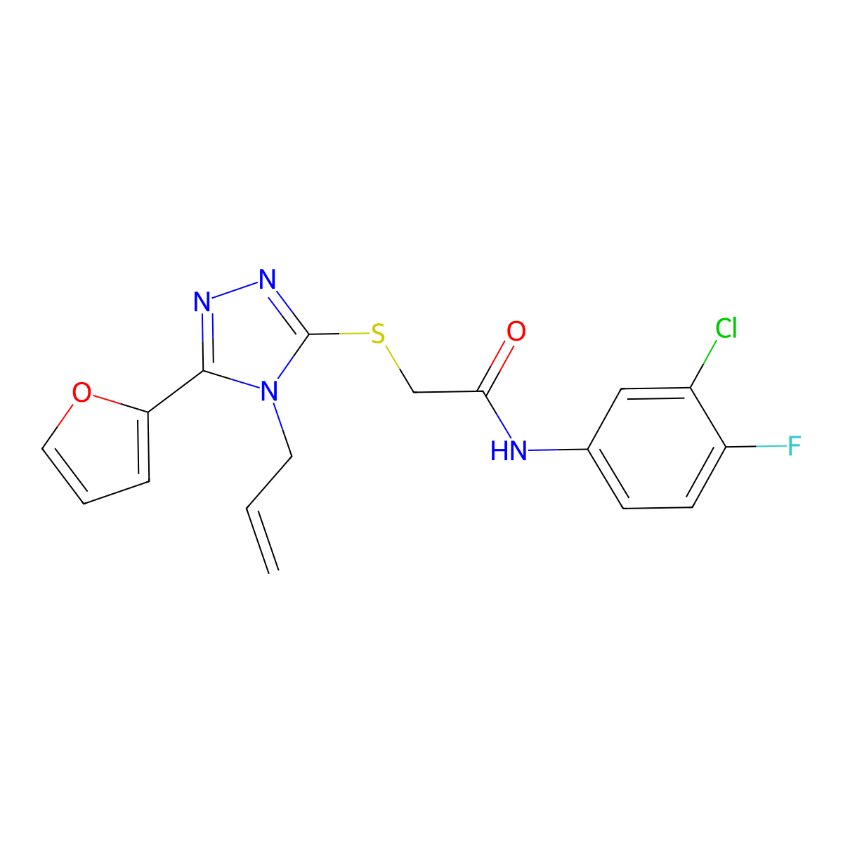 2-(4-Allyl-5-furan-2-yl-4H-[1,2,4]triazol-3-ylsulfanyl)-N-(3-chloro-4-fluoro-phenyl)-acetamide molecular structure, CAS 442672-42-6