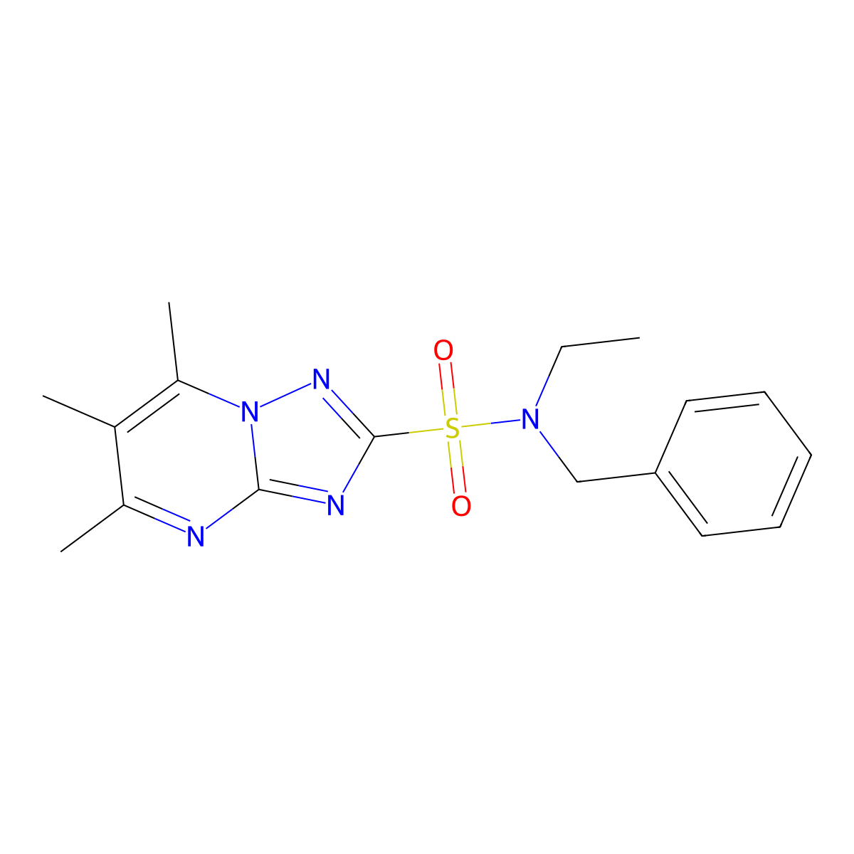 N-benzyl-N-ethyl-5,6,7-trimethyl[1,2,4]triazolo[1,5-a]pyrimidine-2-sulfonamide molecular structure, CAS 442672-64-2