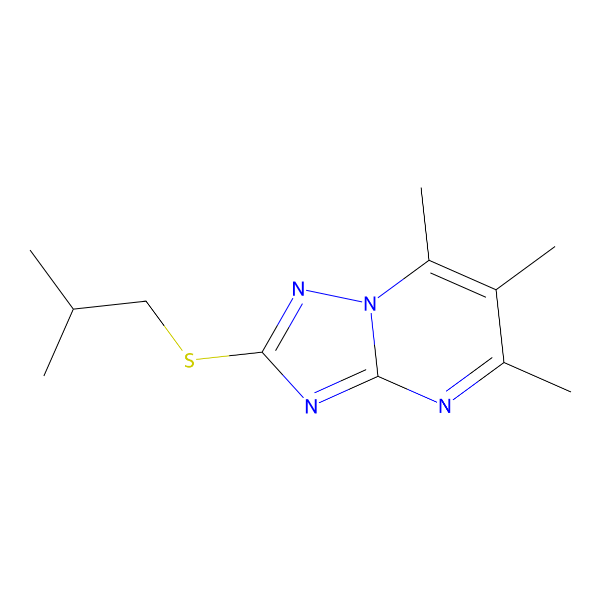 5,6,7-Trimethyl-2-[(2-methylpropyl)sulfanyl]-[1,2,4]triazolo[1,5-A]pyrimidine molecular structure, CAS 442672-66-4