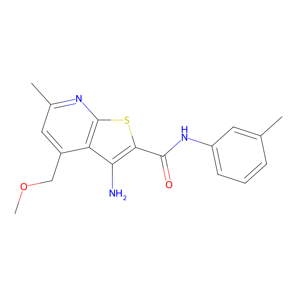 3-amino-4-(methoxymethyl)-6-methyl-N-(3-methylphenyl)thieno[2,3-b]pyridine-2-carboxamide molecular structure, CAS 442672-80-2