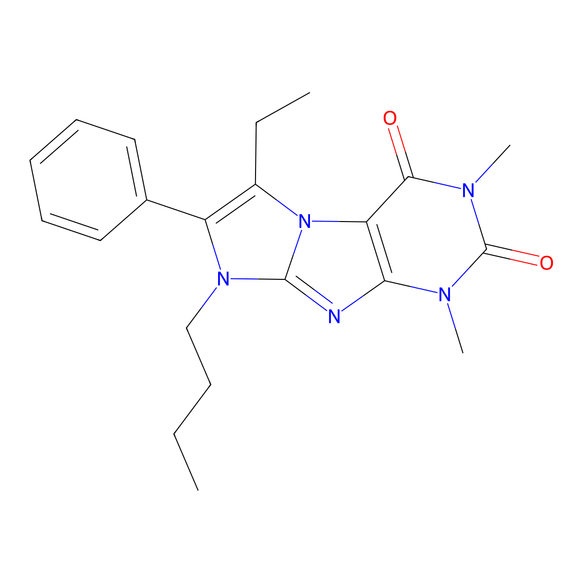 6-Butyl-8-ethyl-2,4-dimethyl-7-phenylpurino[7,8-a]imidazole-1,3-dione molecular structure, CAS 442673-25-8