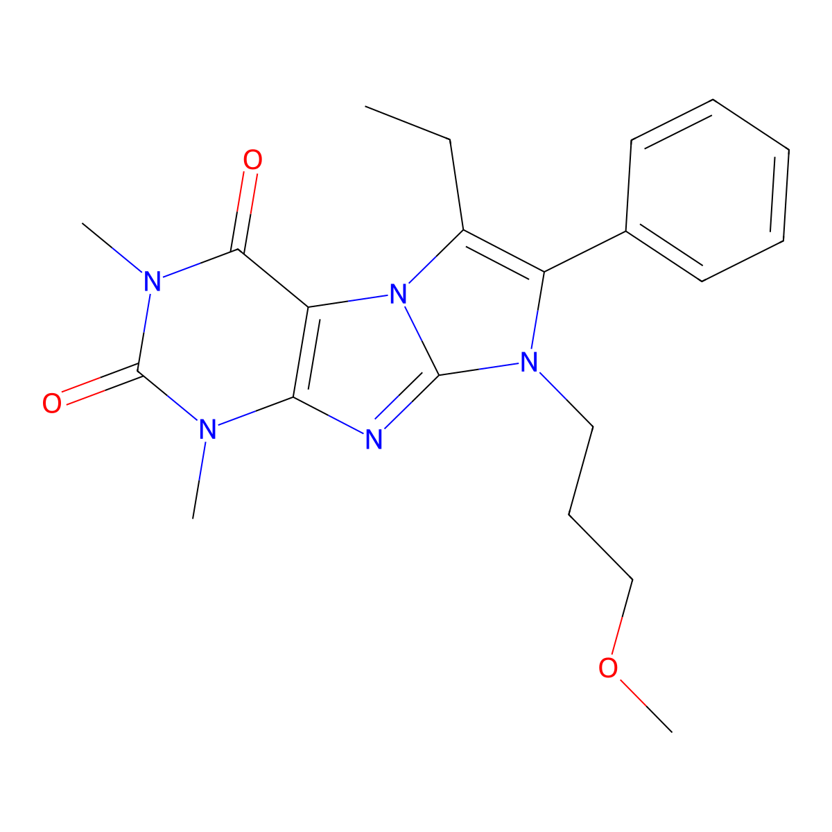 8-Ethyl-6-(3-methoxypropyl)-2,4-dimethyl-7-phenylpurino[7,8-a]imidazole-1,3-dione molecular structure, CAS 442673-26-9