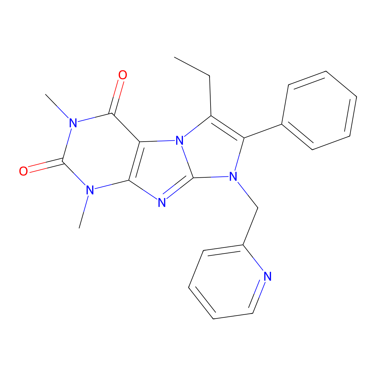 8-Ethyl-2,4-dimethyl-7-phenyl-6-(pyridin-2-ylmethyl)purino[7,8-a]imidazole-1,3-dione molecular structure, CAS 442673-29-2