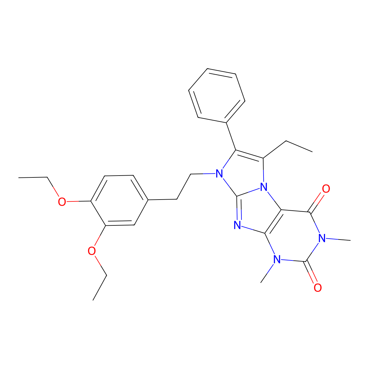 6-[2-(3,4-Diethoxyphenyl)ethyl]-8-ethyl-2,4-dimethyl-7-phenylpurino[7,8-a]imidazole-1,3-dione molecular structure, CAS 442673-32-7