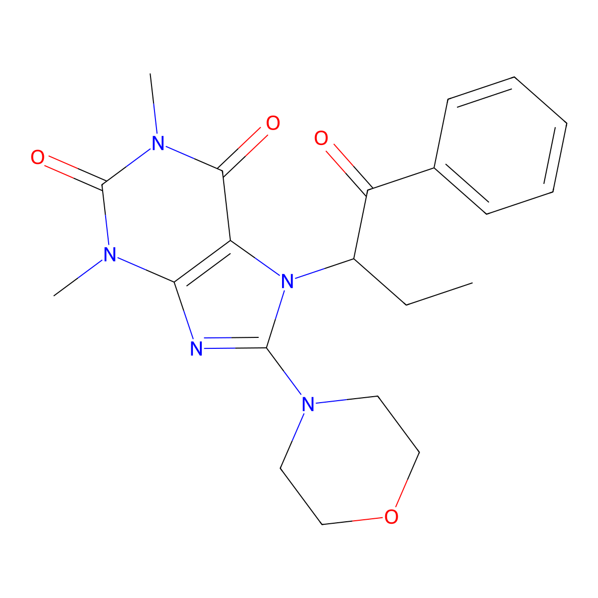 1,3-Dimethyl-8-morpholin-4-yl-7-(1-oxo-1-phenylbutan-2-yl)purine-2,6-dione molecular structure, CAS 442673-38-3