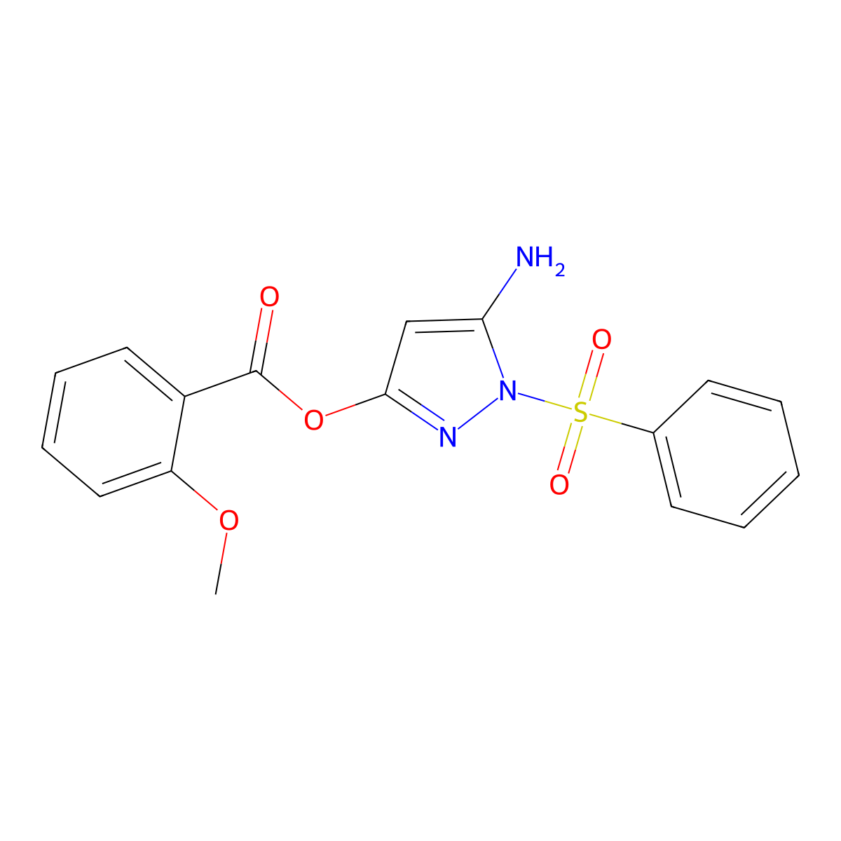 [5-Amino-1-(benzenesulfonyl)pyrazol-3-yl] 2-methoxybenzoate molecular structure, CAS 442678-84-4