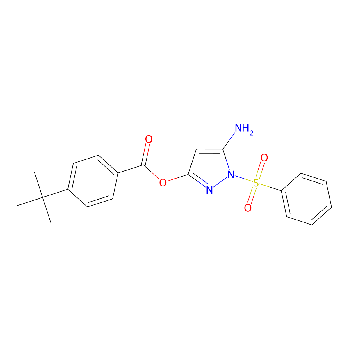 5-amino-1-(benzenesulfonyl)-1H-pyrazol-3-yl 4-tert-butylbenzoate molecular structure, CAS 442678-87-7
