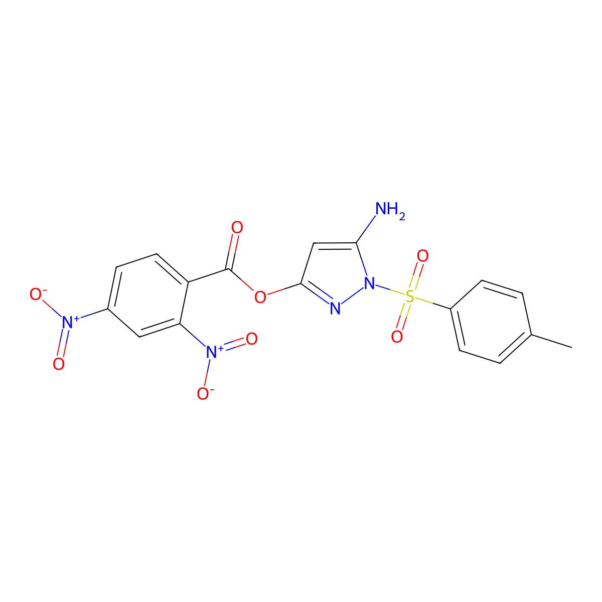 5-amino-1-tosyl-1H-pyrazol-3-yl 2,4-dinitrobenzoate molecular structure, CAS 442678-92-4