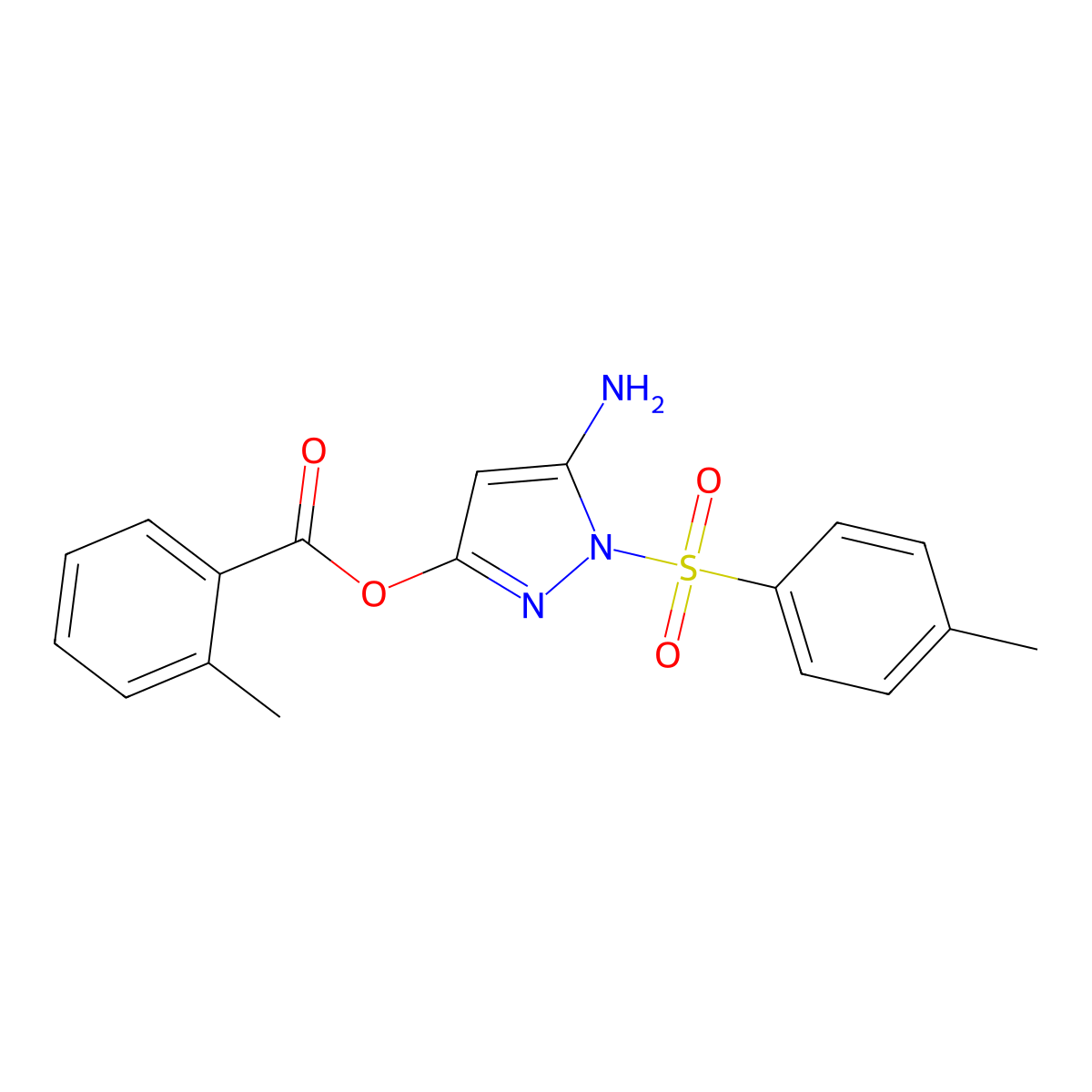 5-amino-1-tosyl-1H-pyrazol-3-yl 2-methylbenzoate molecular structure, CAS 442678-93-5