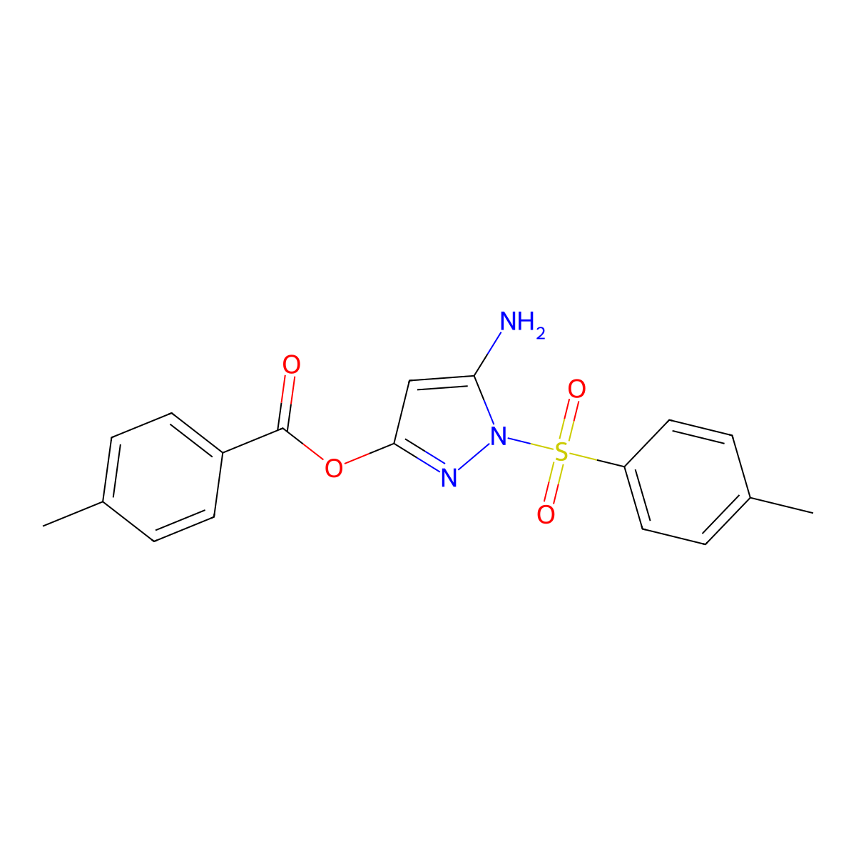 5-amino-1-tosyl-1H-pyrazol-3-yl 4-methylbenzoate molecular structure, CAS 442678-94-6