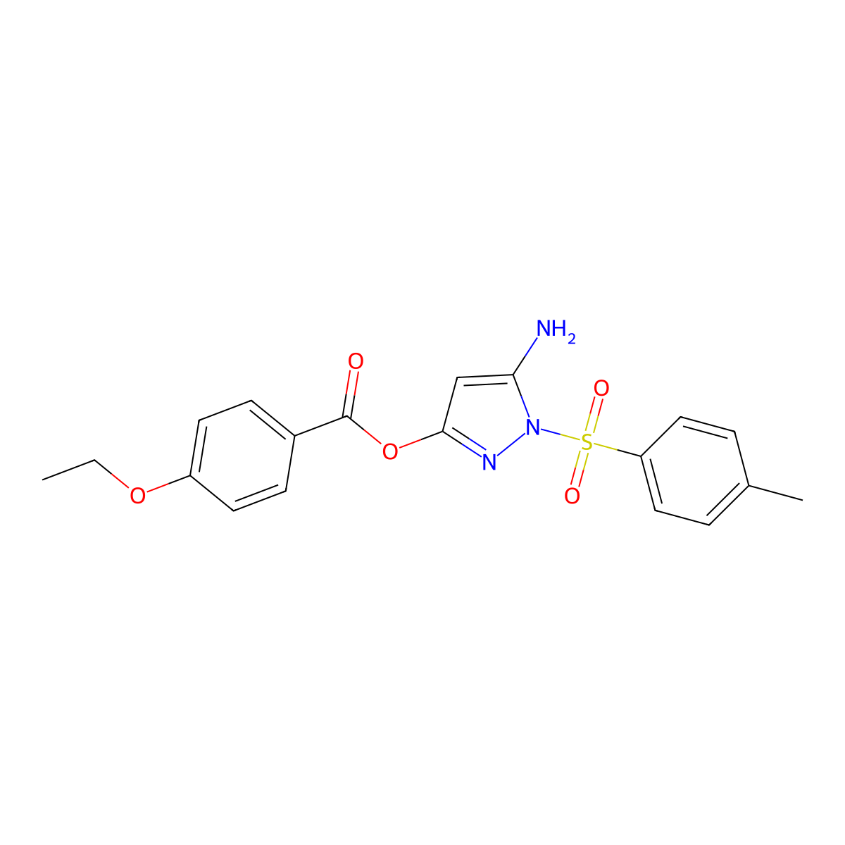 5-amino-1-(4-methylbenzenesulfonyl)-1H-pyrazol-3-yl 4-ethoxybenzoate molecular structure, CAS 442679-00-7