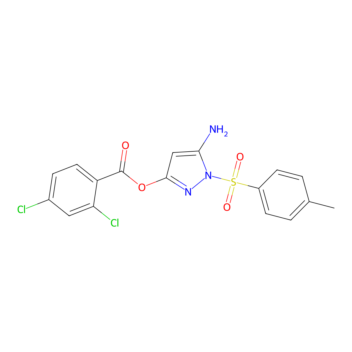 5-amino-1-tosyl-1H-pyrazol-3-yl 2,4-dichlorobenzoate molecular structure, CAS 442679-02-9