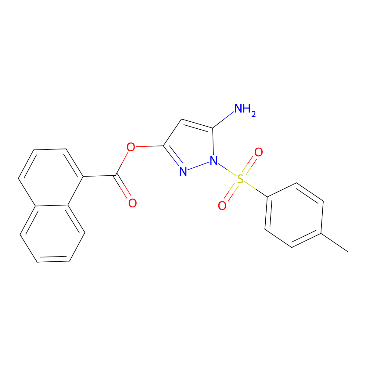 5-amino-1-tosyl-1H-pyrazol-3-yl 1-naphthoate molecular structure, CAS 442679-12-1