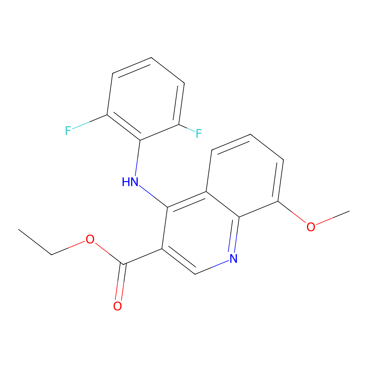 Ethyl 4-[(2,6-difluorophenyl)amino]-8-methoxyquinoline-3-carboxylate molecular structure, CAS 442680-23-1