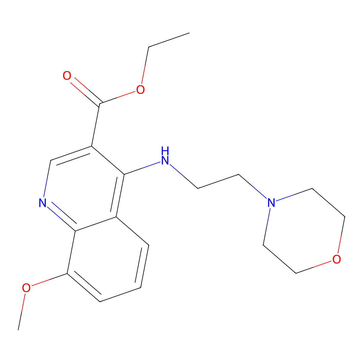 Ethyl 8-methoxy-4-((2-morpholinoethyl)amino)quinoline-3-carboxylate molecular structure, CAS 442680-50-4