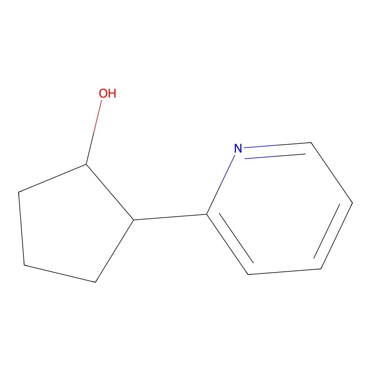 2-(2-Pyridinyl)cyclopentanol molecular structure, CAS 442686-42-2