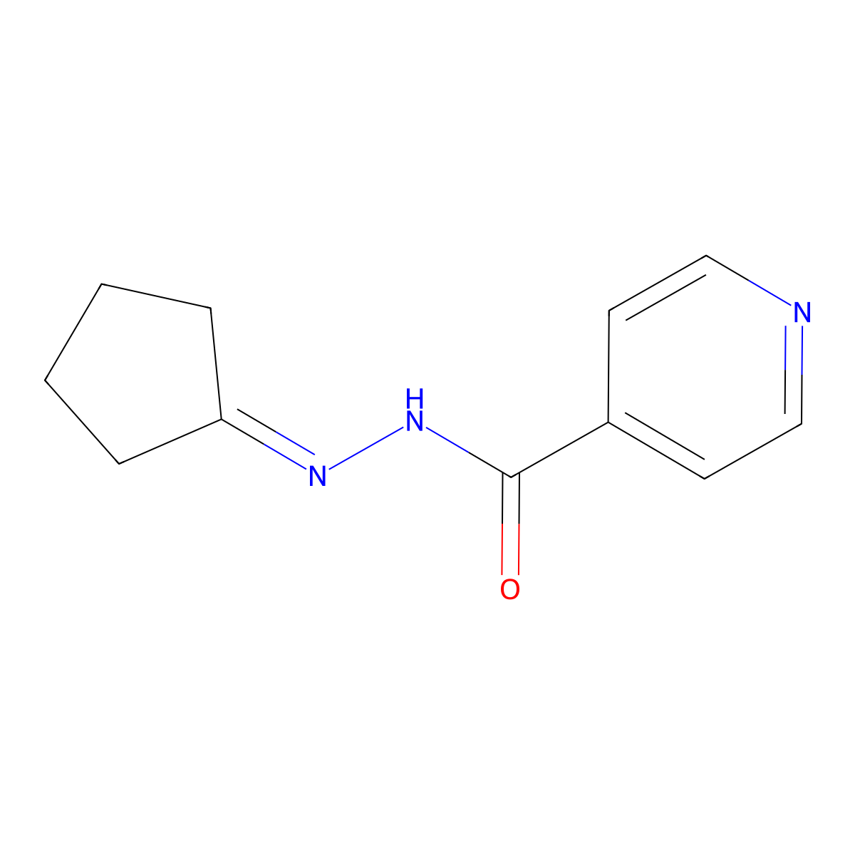 4-Pyridinecarboxylic acid, 2-cyclopentylidenehydrazide molecular structure, CAS 4427-18-3