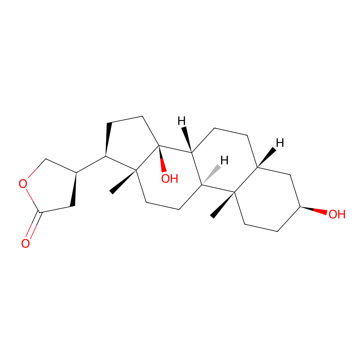 Cardanolide, 3,14-dihydroxy-, (3beta,5beta)- molecular structure, CAS 4427-85-4