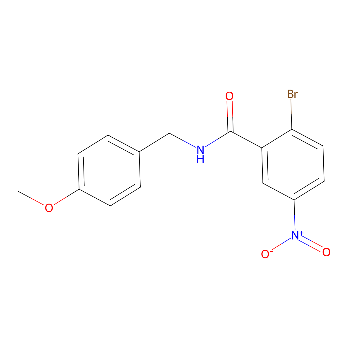 N-(4-methoxybenzyl)-2-bromo-5-nitrobenzamide molecular structure, CAS 442846-92-6