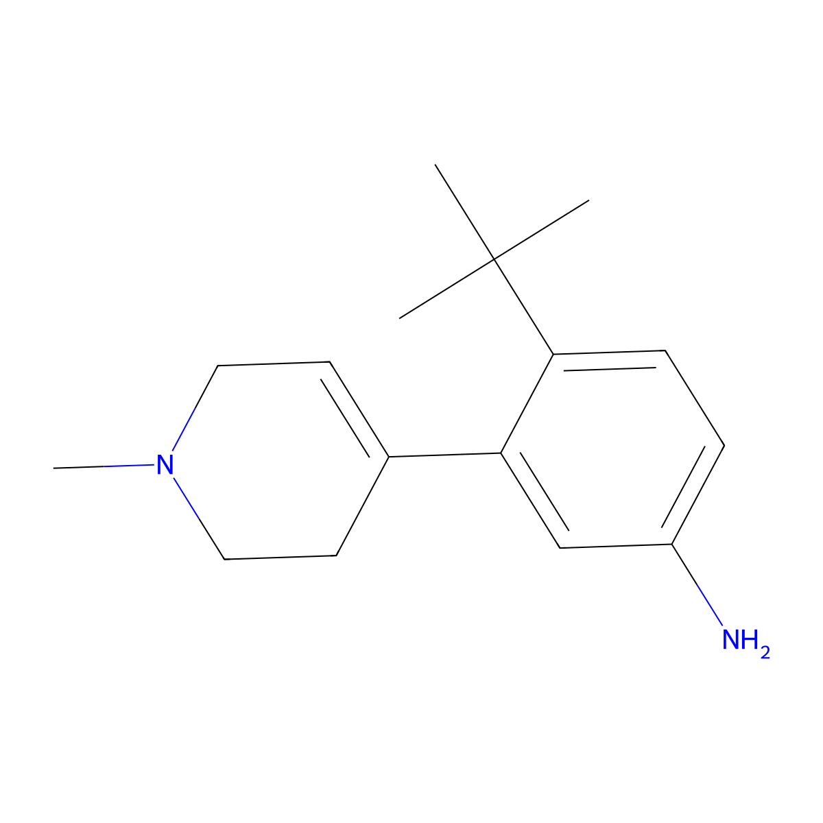 4-Tert-butyl-3-(1-methyl-1,2,3,6-tetrahydropyridin-4-yl)aniline molecular structure, CAS 442847-08-7