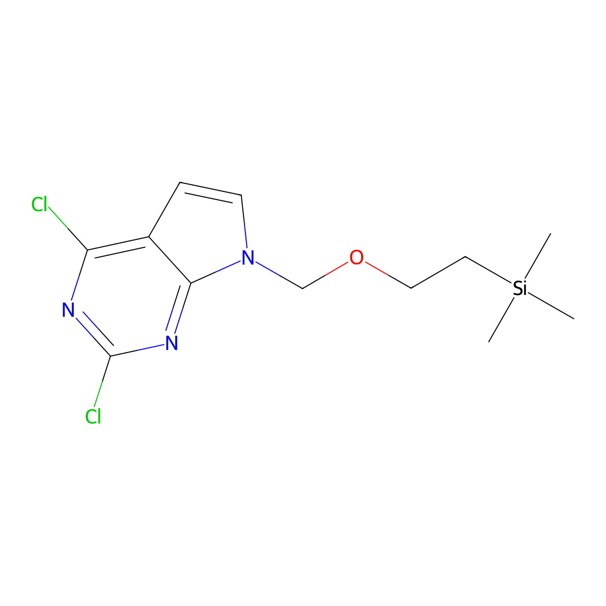 2,4-Dichloro-7-((2-(trimethylsilyl)ethoxy)methyl)-7H-pyrrolo[2,3-d]pyrimidine molecular structure, CAS 442847-52-1