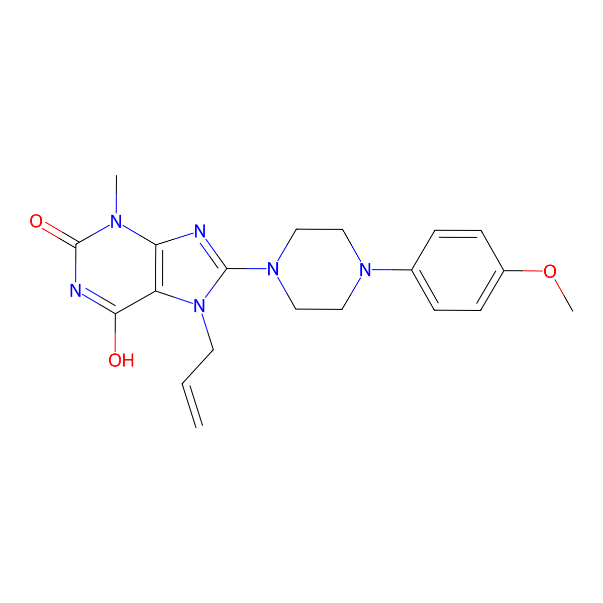 7-allyl-8-(4-(4-methoxyphenyl)piperazin-1-yl)-3-methyl-1H-purine-2,6(3H,7H)-dione molecular structure, CAS 442864-48-4