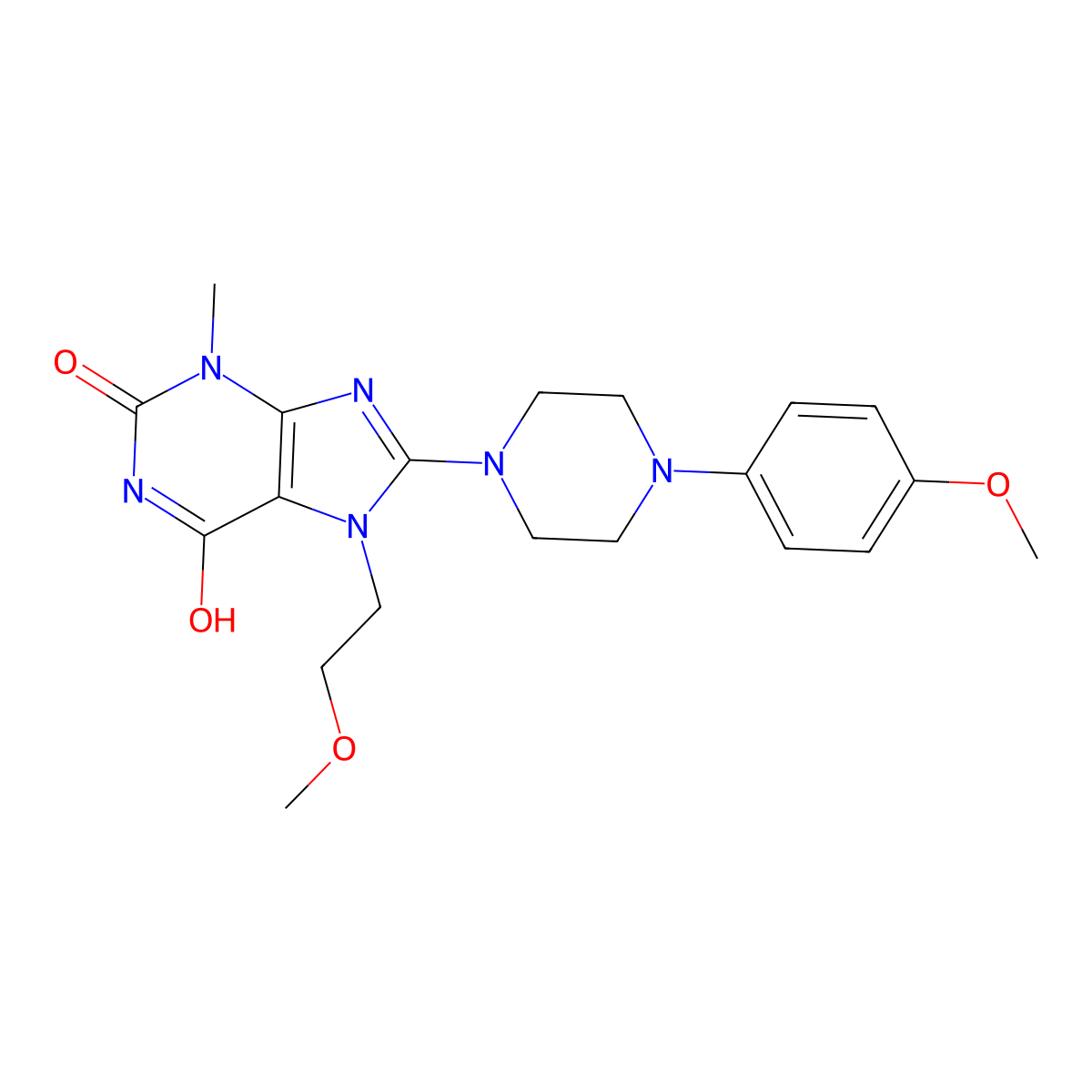 7-(2-methoxyethyl)-8-(4-(4-methoxyphenyl)piperazin-1-yl)-3-methyl-1H-purine-2,6(3H,7H)-dione molecular structure, CAS 442864-53-1