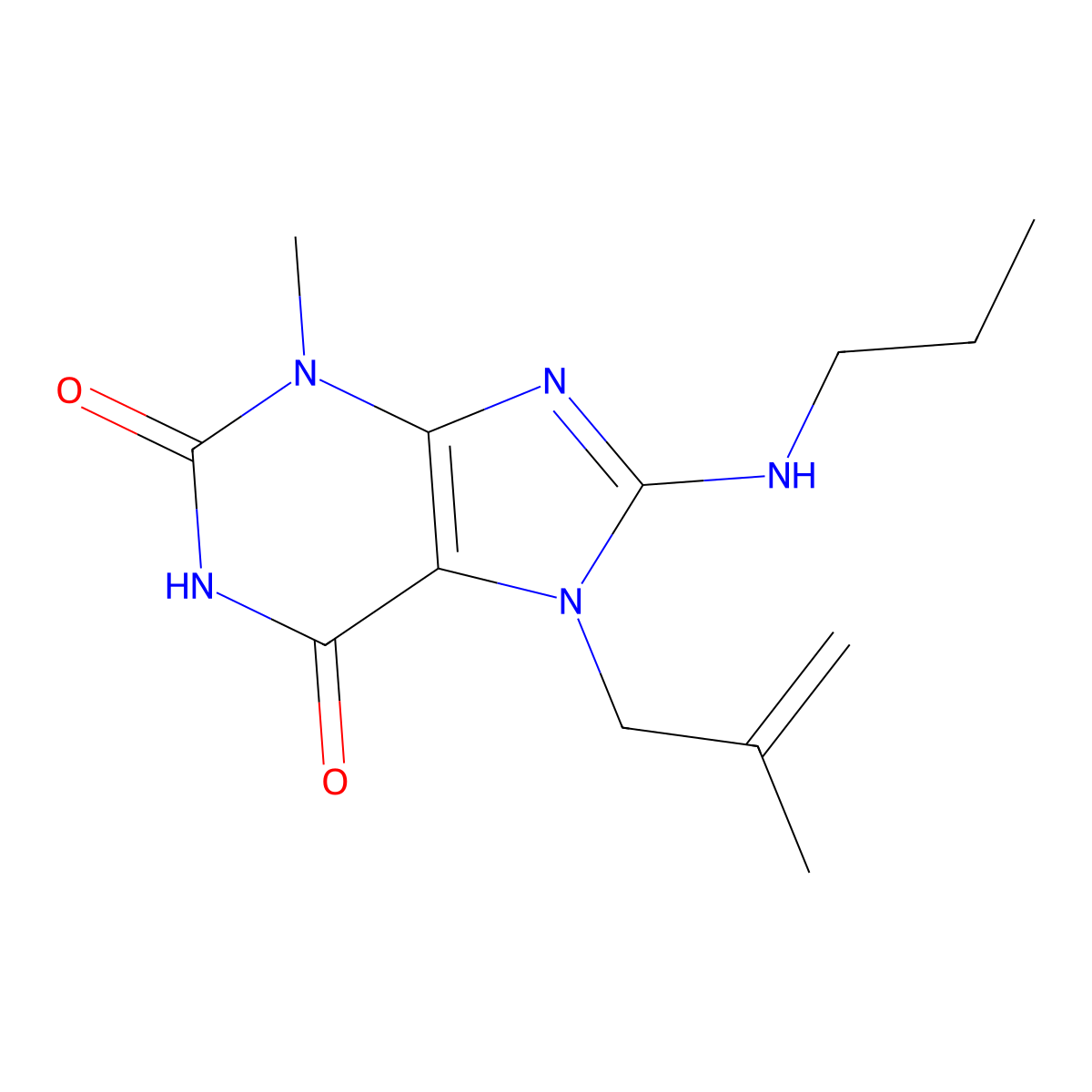 3-methyl-7-(2-methylallyl)-8-(propylamino)-1H-purine-2,6(3H,7H)-dione molecular structure, CAS 442865-15-8