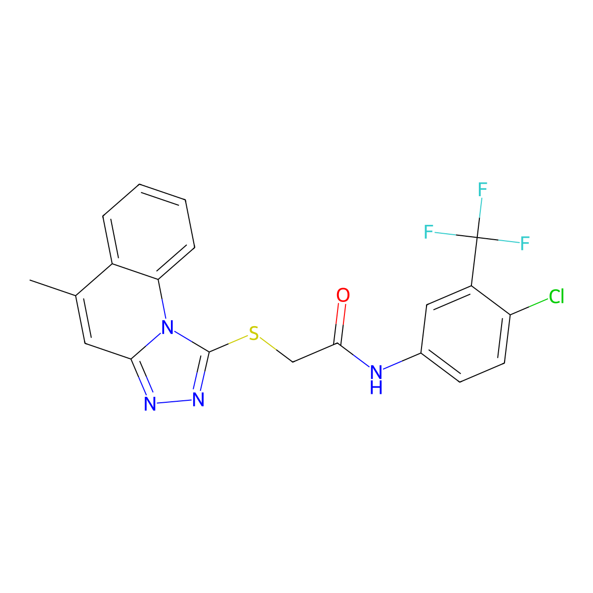 N-[4-chloro-3-(trifluoromethyl)phenyl]-2-[(5-methyl[1,2,4]triazolo[4,3-a]quinolin-1-yl)sulfanyl]acetamide molecular structure, CAS 442865-43-2