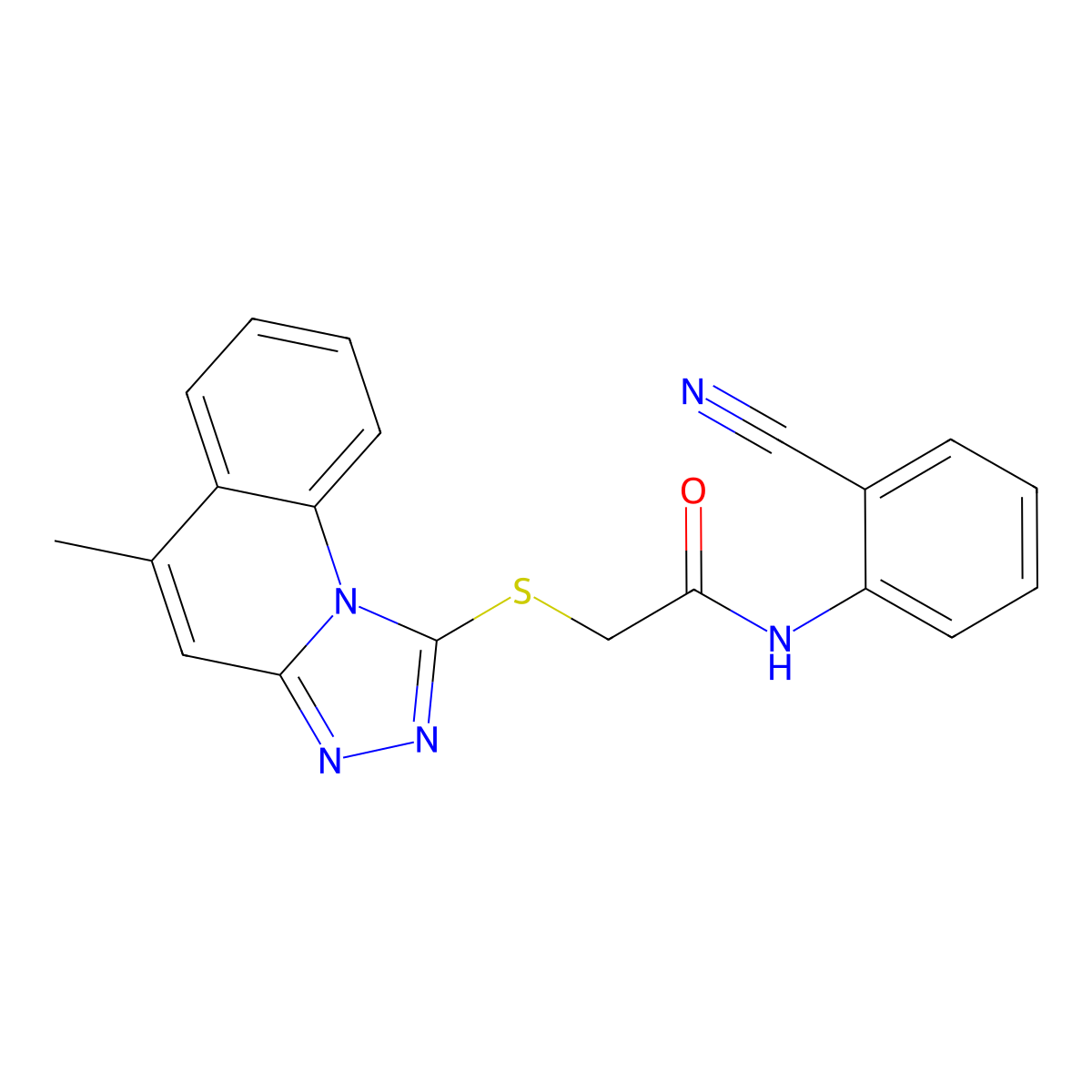 N-(2-cyanophenyl)-2-((5-methyl-[1,2,4]triazolo[4,3-a]quinolin-1-yl)thio)acetamide molecular structure, CAS 442865-51-2