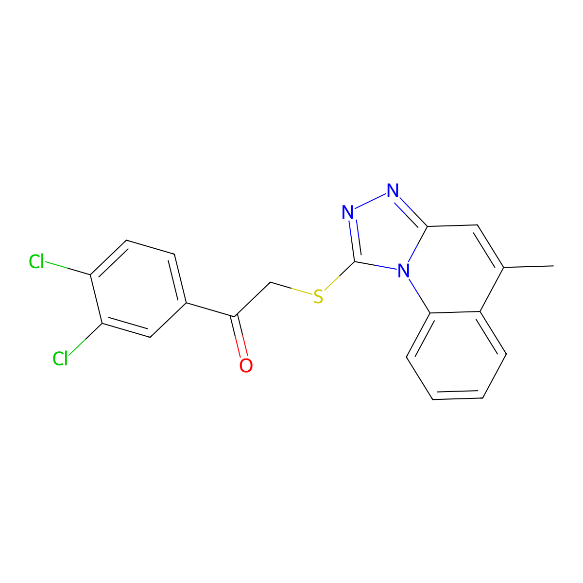 1-(3,4-Dichlorophenyl)-2-((5-methyl-[1,2,4]triazolo[4,3-a]quinolin-1-yl)thio)ethanone molecular structure, CAS 442865-52-3