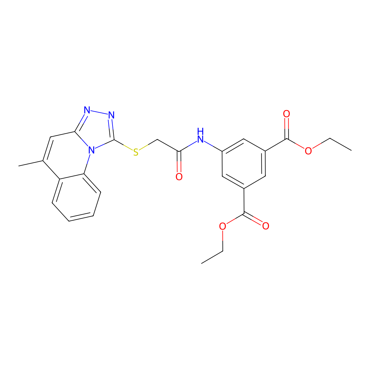 Diethyl 5-(2-((5-methyl-[1,2,4]triazolo[4,3-a]quinolin-1-yl)thio)acetamido)isophthalate molecular structure, CAS 442865-53-4