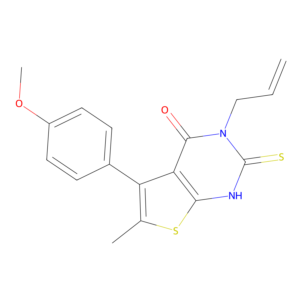 3-allyl-5-(4-methoxyphenyl)-6-methyl-2-thioxo-2,3-dihydrothieno[2,3-d]pyrimidin-4(1H)-one molecular structure, CAS 442865-56-7