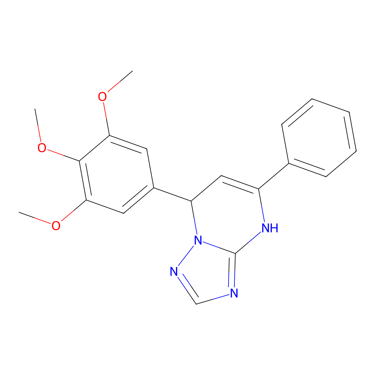 5-Phenyl-7-(3,4,5-trimethoxyphenyl)-4,7-dihydro[1,2,4]triazolo[1,5-a]pyrimidine molecular structure, CAS 442865-61-4