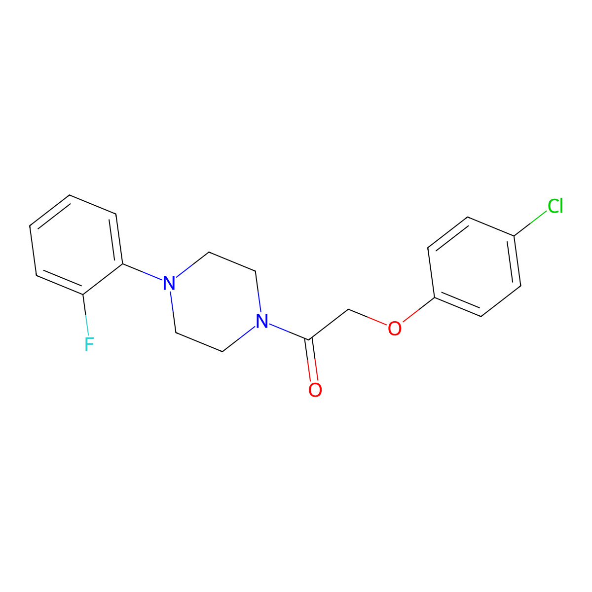 2-(4-Chlorophenoxy)-1-[4-(2-fluorophenyl)piperazin-1-yl]ethanone molecular structure, CAS 442866-73-1
