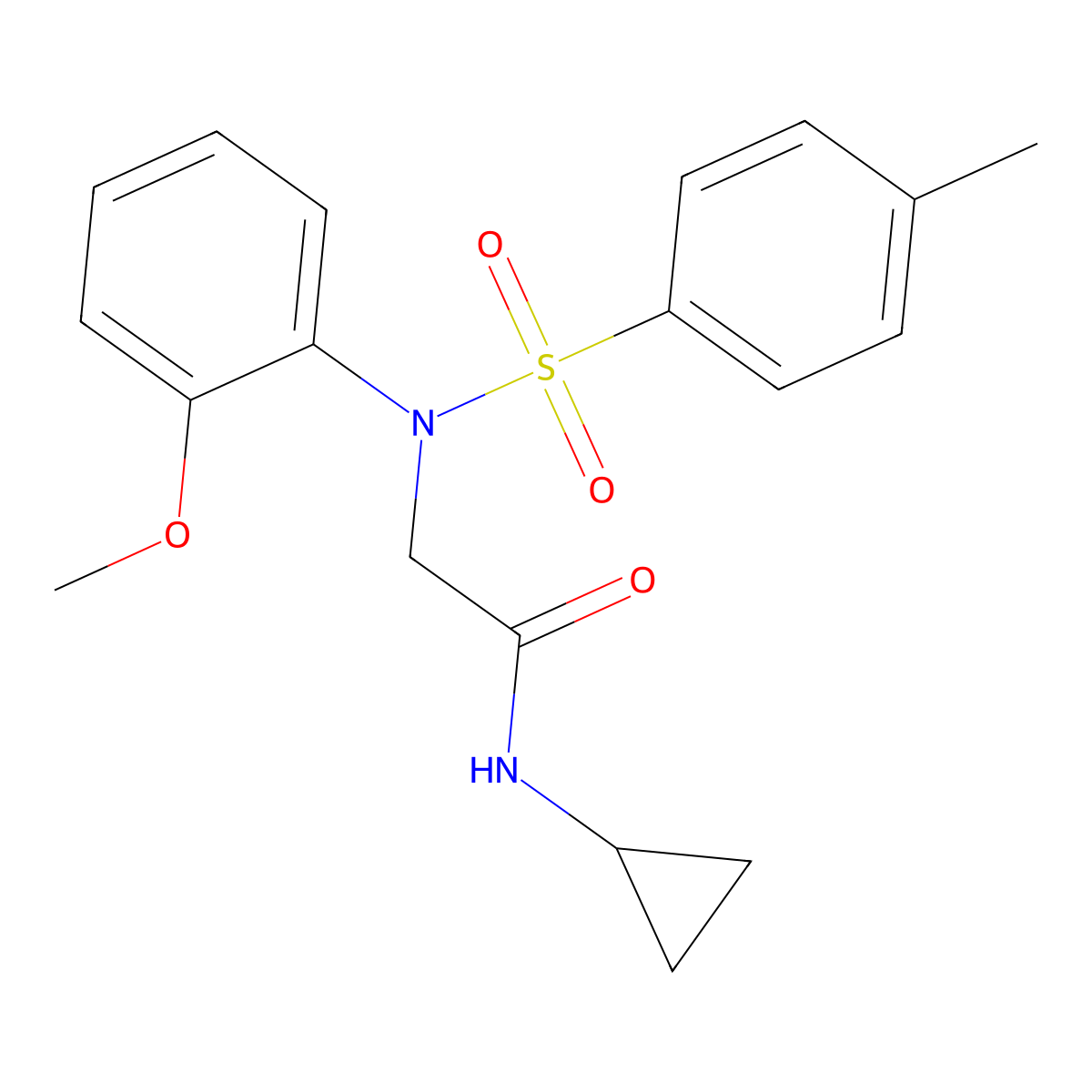 N-cyclopropyl-2-(2-methoxy-N-(4-methylphenyl)sulfonylanilino)acetamide molecular structure, CAS 442867-53-0