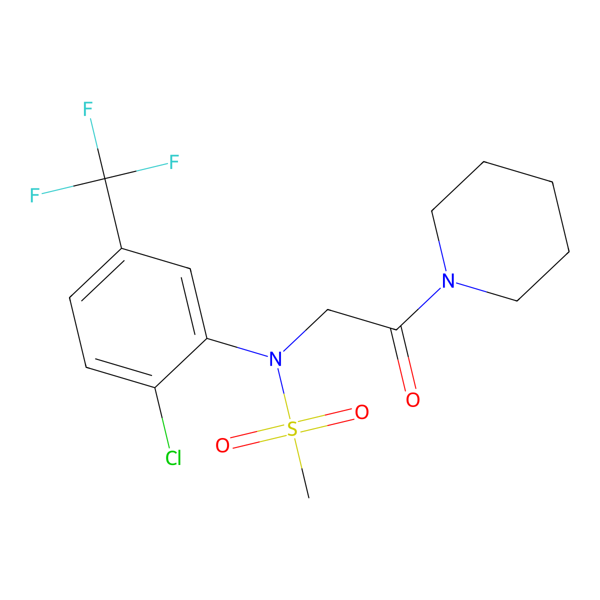 N-[2-chloro-5-(trifluoromethyl)phenyl]-N-(2-oxo-2-piperidin-1-ylethyl)methanesulfonamide molecular structure, CAS 442867-58-5