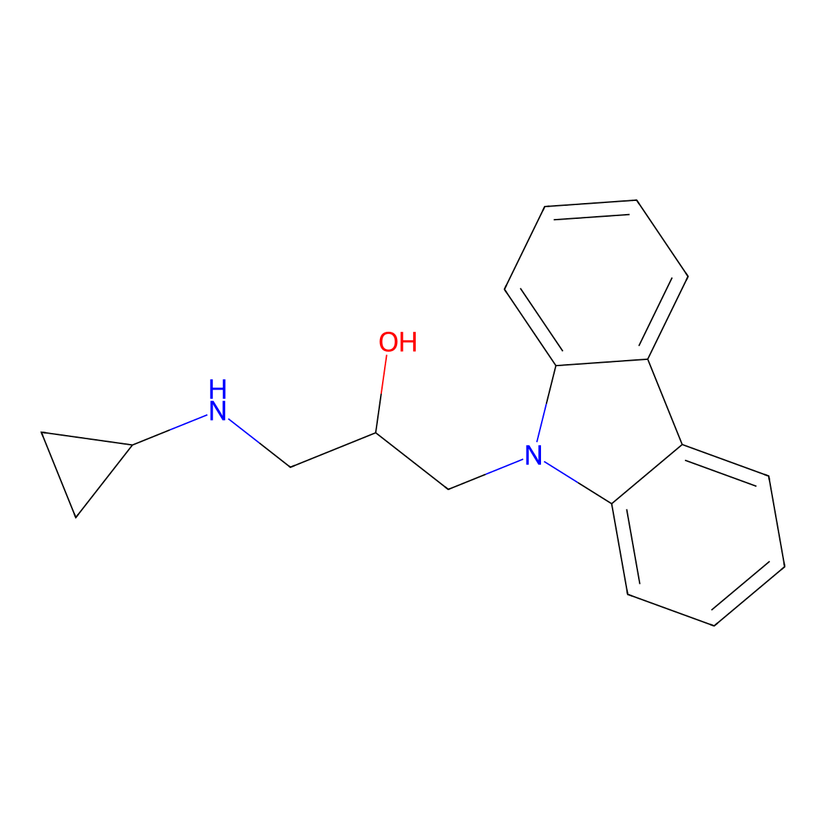1-Carbazol-9-yl-3-(cyclopropylamino)propan-2-ol molecular structure, CAS 442869-22-9