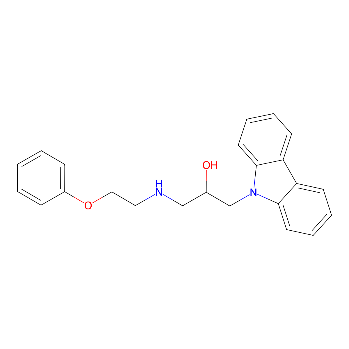 1-Carbazol-9-yl-3-(2-phenoxyethylamino)propan-2-ol molecular structure, CAS 442869-42-3