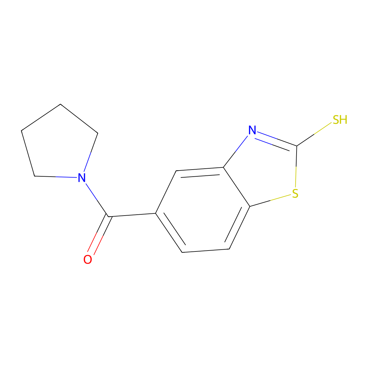 5-(Pyrrolidin-1-ylcarbonyl)-1,3-benzothiazole-2-thiol molecular structure, CAS 442869-44-5