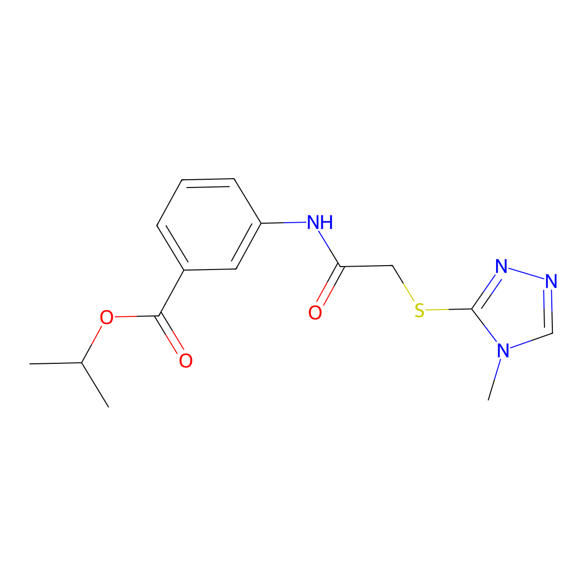 isopropyl 3-({[(4-methyl-4H-1,2,4-triazol-3-yl)sulfanyl]acetyl}amino)benzoate molecular structure, CAS 442869-67-2