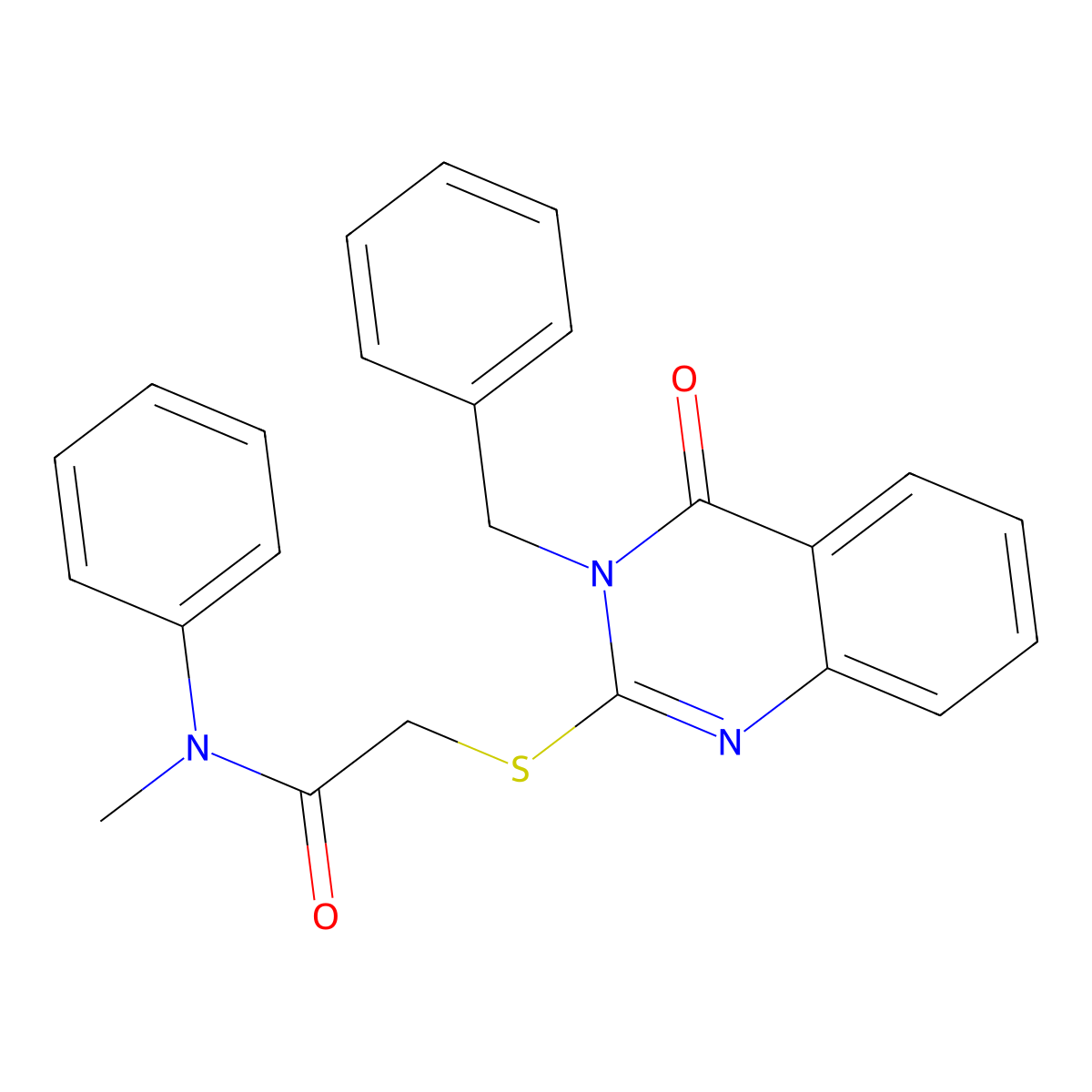 2-[(3-benzyl-4-oxo-3,4-dihydroquinazolin-2-yl)sulfanyl]-N-methyl-N-phenylacetamide molecular structure, CAS 442869-69-4