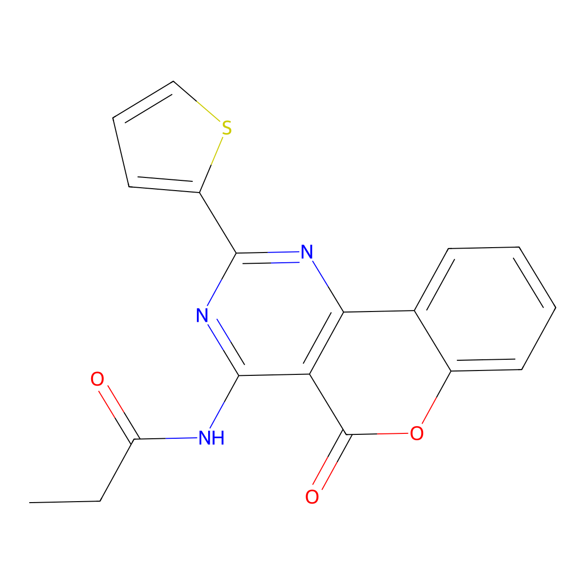 N-(5-oxo-2-thiophen-2-ylchromeno[4,3-d]pyrimidin-4-yl)propanamide molecular structure, CAS 442870-21-5