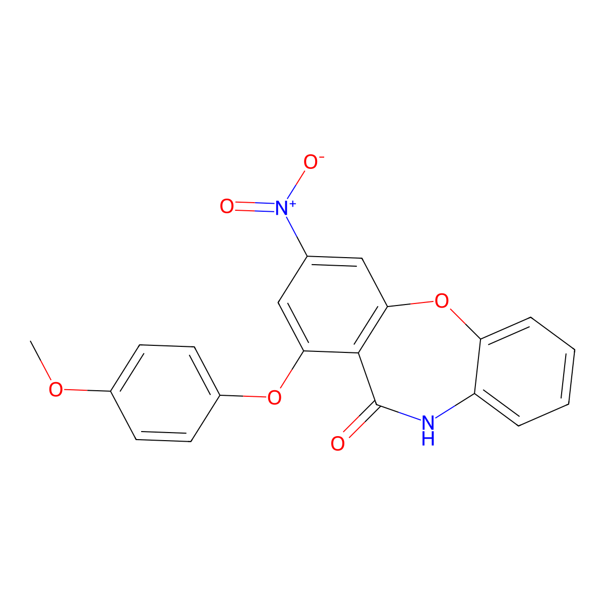 1-(4-Methoxyphenoxy)-3-nitrodibenz[b,f][1,4]oxazepin-11(10H)-one molecular structure, CAS 442870-30-6