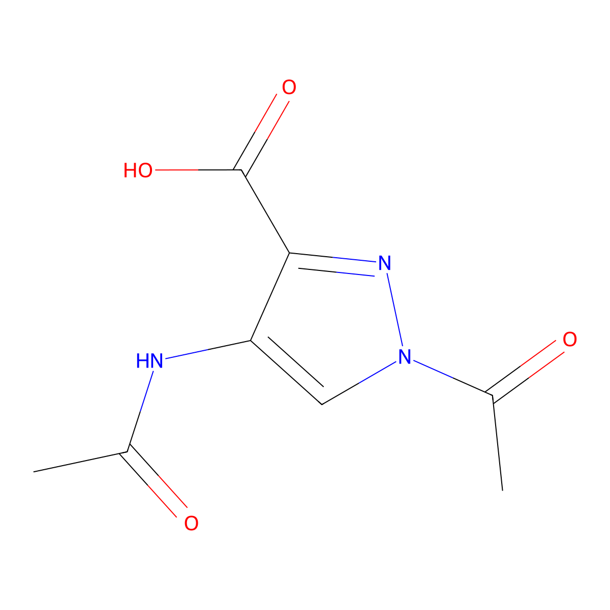 1-Acetyl-4-(acetylamino)-1H-pyrazole-3-carboxylic acid molecular structure, CAS 442870-49-7