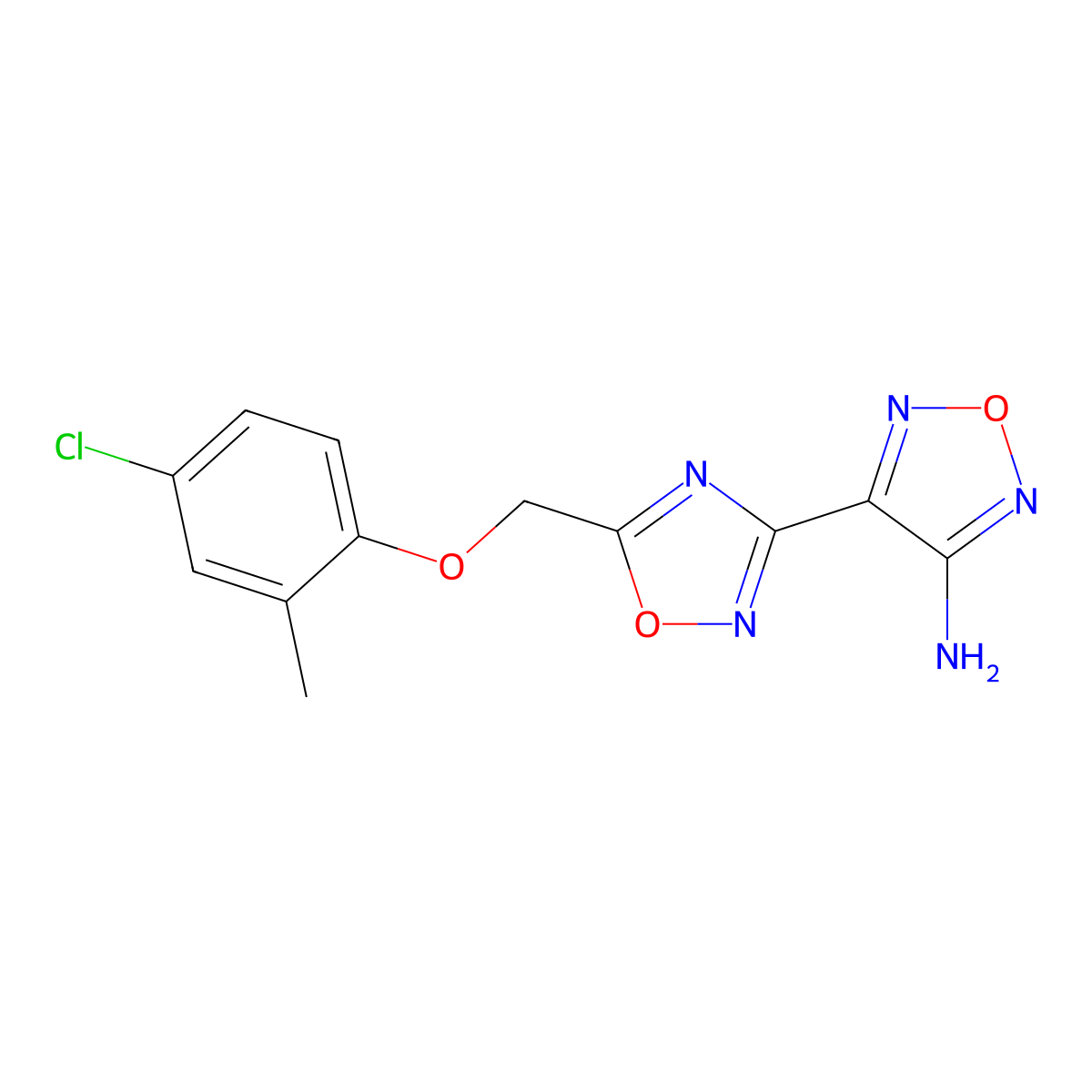 4-{5-[(4-Chloro-2-methylphenoxy)methyl]-1,2,4-oxadiazol-3-yl}-1,2,5-oxadiazol-3-amine molecular structure, CAS 442870-57-7