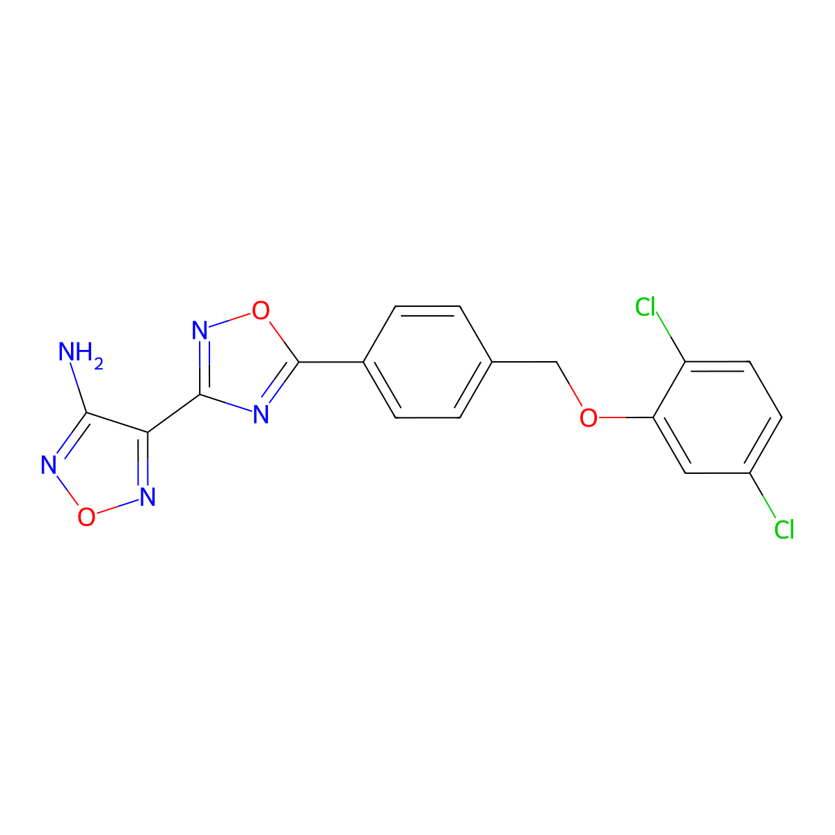 4-(5-{4-[(2,5-Dichlorophenoxy)methyl]phenyl}-1,2,4-oxadiazol-3-yl)-1,2,5-oxadiazol-3-amine molecular structure, CAS 442870-90-8