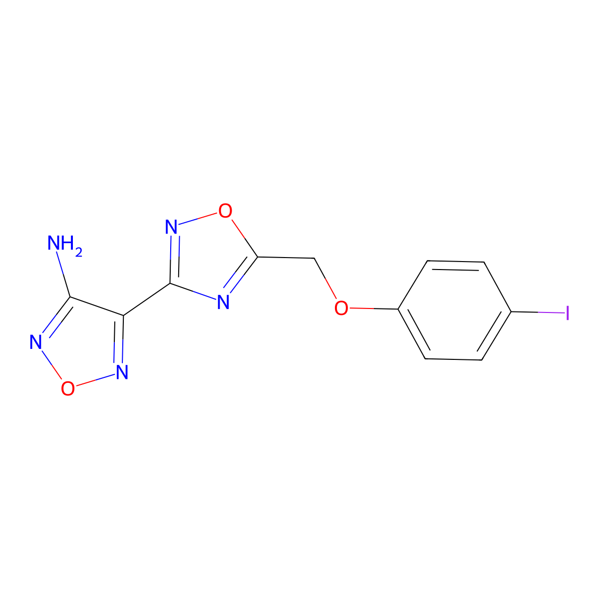 4-{5-[(4-Iodophenoxy)methyl]-1,2,4-oxadiazol-3-yl}-1,2,5-oxadiazol-3-amine molecular structure, CAS 442870-95-3