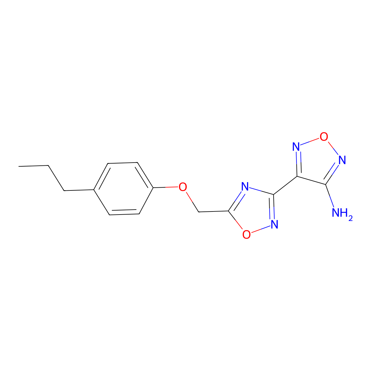 4-{5-[(4-Propylphenoxy)methyl]-1,2,4-oxadiazol-3-yl}-1,2,5-oxadiazol-3-amine molecular structure, CAS 442870-96-4